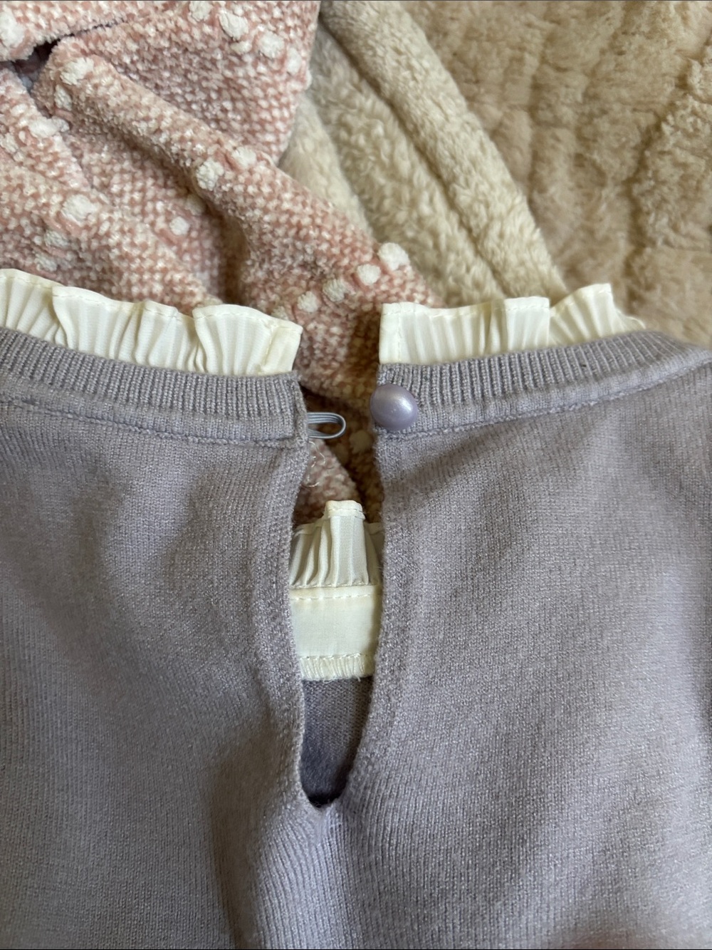 Women’s Lilac Layered-Ruffle Pullover with Cream Pleated Trim - Picture 7 of 8